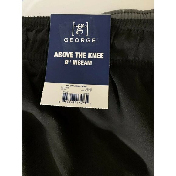 New George Men's Swim Lined‎ Shorts Trunks Sz 3XL 48-50 Board Shorts Black Gray - Picture 2 of 9